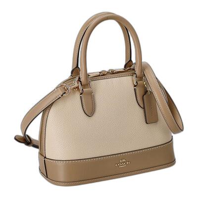 日本直邮 COACH蔻驰拼色设计女款皮革手提包CAM56新款