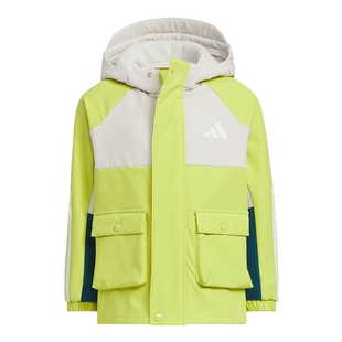 Adidas阿迪达斯2025冬新款男小童拒水防风保暖加绒连帽夹克KS3082