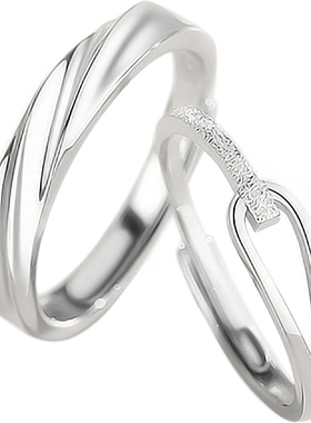 长情简约纯银情侣戒指小众设计