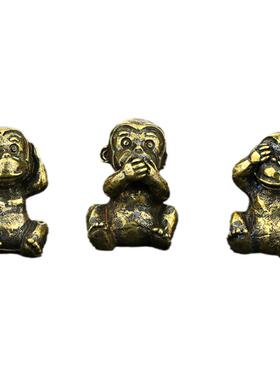复古三不猴卡通茶几工艺品小摆件