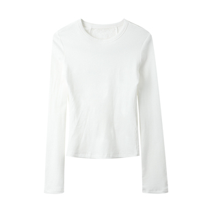 高级感背后镂空打底衫女2025秋季新款甜美白色显瘦打底衫长袖T恤