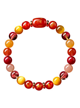 【三合财神水晶】朱砂手串