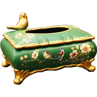 美式复古客厅纸巾盒摆件创意家用茶几陶瓷纸抽盒欧式餐桌抽纸盒