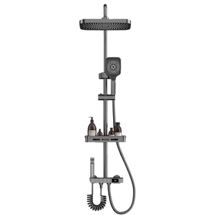 智能恒温淋浴花洒套装全铜家用卫浴室卫生间枪灰淋雨增压沐浴喷头