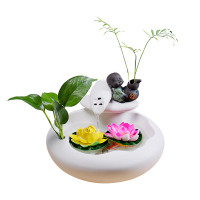 陶瓷流水?dāng)[件循環(huán)招財(cái)魚(yú)缸加濕器客廳家居辦公室桌面水景噴泉裝飾