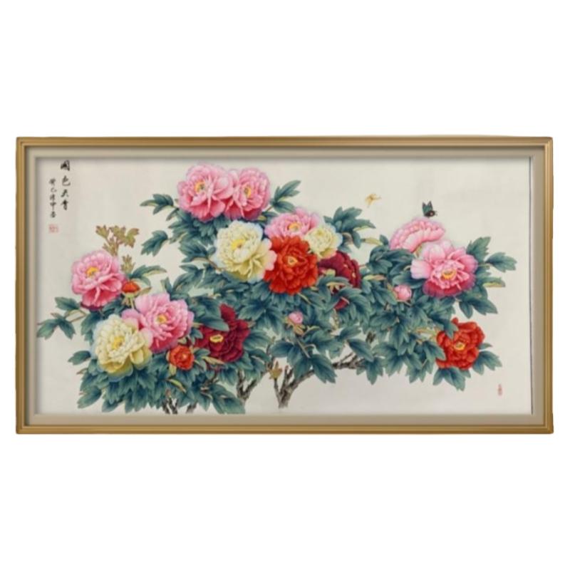 大六尺手绘国画水晶牡丹