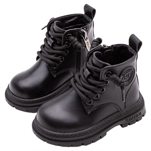 英贝米尼儿童马丁靴男孩棉鞋男童短靴英伦风女童中筒靴子男宝皮靴