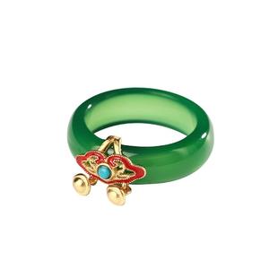 宫里上新玉戒指女玛瑙绿玉髓食指指环天然玉石戒圈生日礼物送妈妈