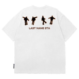 STA美式复古字母印花短袖男款夏季纯棉潮牌宽松重磅T恤衫情侣上衣