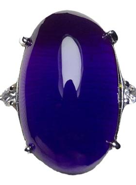 紫水晶戒指925银镶嵌绿幽灵发晶