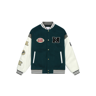 NFL美橄超级碗国联美联夹克棉服 美式运动撞色拼接刺绣棒球服外套