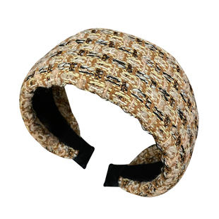 宽边毛呢格子发箍女款高级感洋气时尚发卡高颅顶日常外戴洗脸头箍