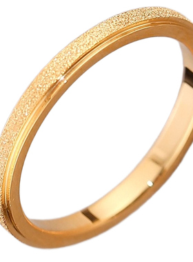 钛钢戒指女锆石光面玫瑰金指环