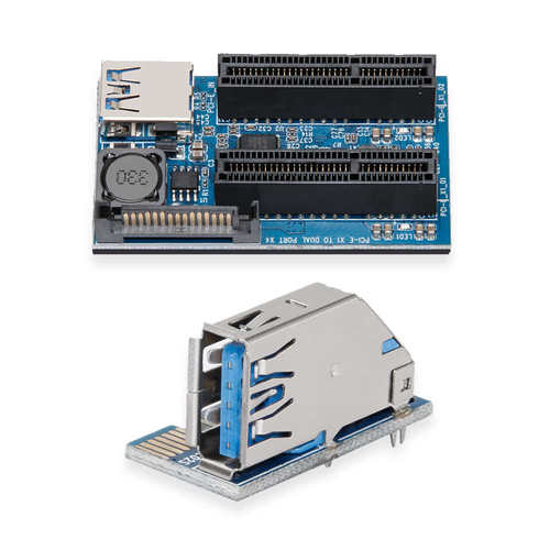 PCI-E 1X延长线转pcie双口4X转接线PCI-E扩展卡网卡双接口延长线