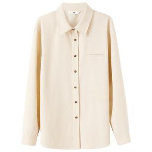 OSA欧莎宽松显瘦长袖磨毛衬衫女2025年秋季新款法式气质衬衣上衣