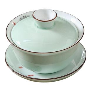 潮汕三才盖碗茶杯大中号白瓷单个青瓷功夫泡喝敬沏陶瓷茶具中式