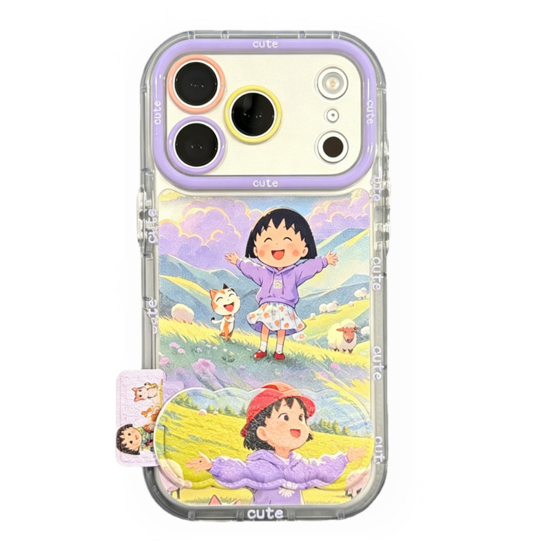 春游小丸子适用iPhoneDuo苹果18Pro镜面支架手机壳17pro情侣华为Mate70新款泡芙羽纱x300防摔小米17pro手机套
