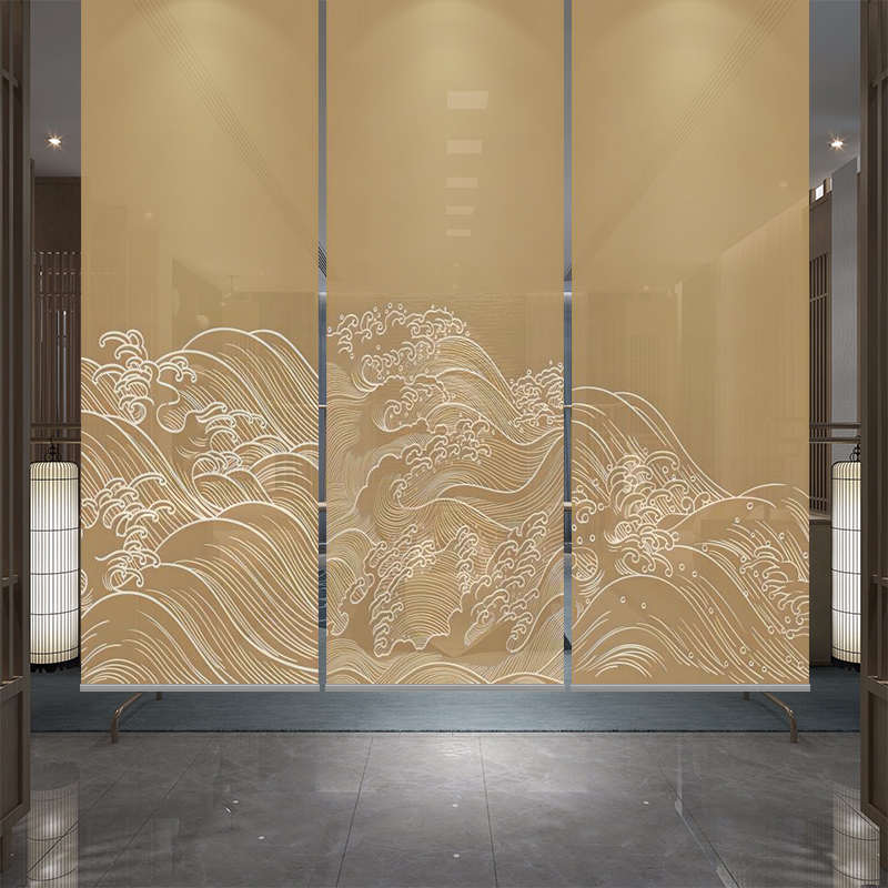 新中式客厅玄关布帘屏风软隔断半透明升降拉珠仿古小户型卷帘窗帘