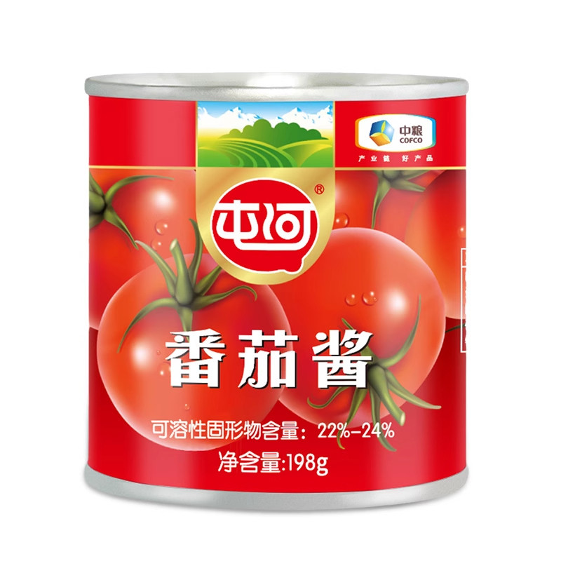 中粮屯河番茄酱198g4罐新疆蕃茄西红柿膏罐头0脂肪无添加剂家用