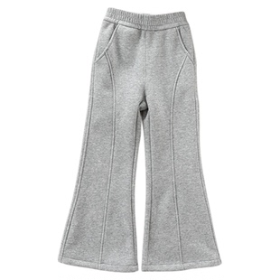 女童加绒微喇裤秋冬2025新款中大童一体绒裤子儿童加厚显瘦喇叭裤