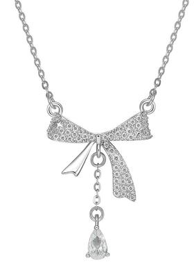 周六福蝴蝶结项链S925银吊坠设计感甜美送女友本命年礼物