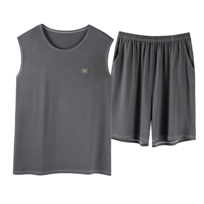 睡衣男夏季莫代尔无袖背心短裤