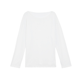 pusumede 薄款一字斜肩长袖T恤防晒罩衫女夏季白色宽松露肩上衣