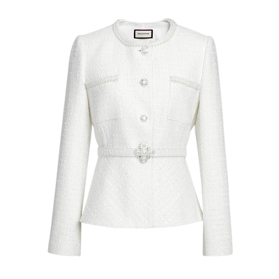 朗姿/MOJO AVENUE莫佐圆领收腰小香风短外套2025年早春新款优雅时