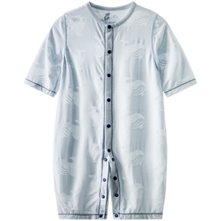 aqpa爱帕婴儿连体衣空调服莫代尔镂空夏季薄宝宝衣服