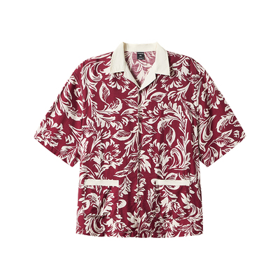 韦恩泽维尔古巴领短袖印花衬衫