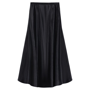 NEVA HU 高级感缎面半身裙女设计感小众蕾丝拼接气质中长款裙子