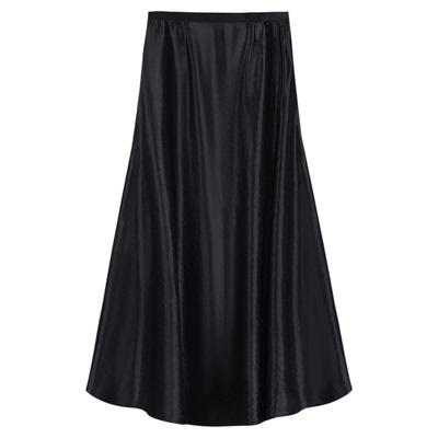 NEVA HU 高级感缎面半身裙女设计感小众蕾丝拼接气质中长款裙子