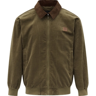 CAT卡特25秋冬新品男士经典工装哈灵顿拉链外套灯芯绒翻领夹克