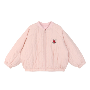 小O宝童装 宝宝翻领棉服女冬刺绣2025冬轻盈蓬松保暖童趣棉袄外套