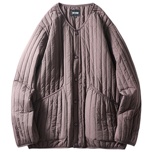 日系复古叠穿无领棉服男轻薄款棉袄外贸男装冬季潮流保暖夹克棉衣