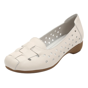 真皮软底妈妈鞋大码41到43镂空坡跟凉鞋女中老年舒适不累脚洞洞鞋