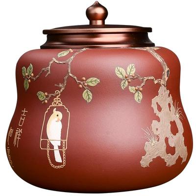 弘盛窑朱泥泥绘装饰新品醒茶罐