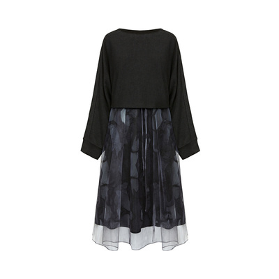 s.deer收腰晕染网纱连衣裙套装