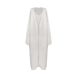 萌萌Ja 斯芙利邂逅 轻奢慵懒长款针织衫外套米色开衫连衣裙套装秋