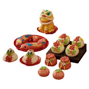 马年花馍礼盒过年醒狮年货大馒头胶东花饽饽山东特产花样面点送礼