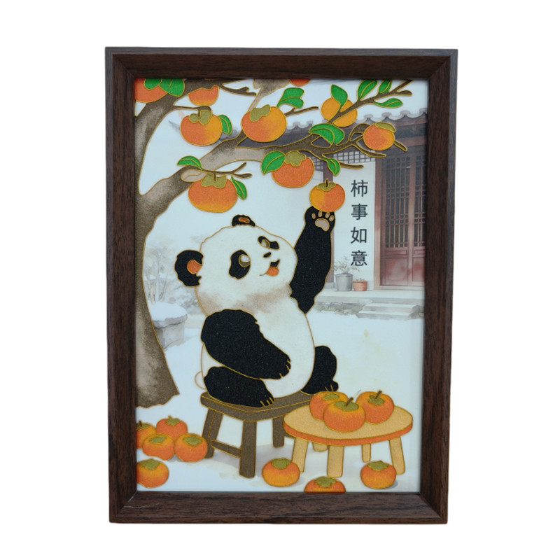 柿事如意熊猫掐丝珐琅画材料包