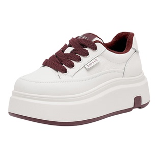 Daphne/达芙妮女鞋休闲鞋2025新款秋冬加绒板鞋厚底增高6cm韩鞋暖