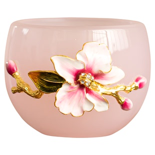 花语琉璃主人杯单杯粉色女士一人喝茶小杯高档个人专用玉瓷品茗杯