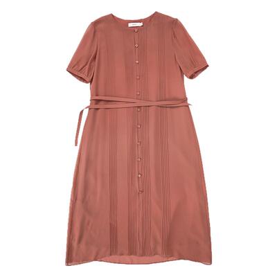 HONRN/红人桑蚕丝真丝系带连衣裙