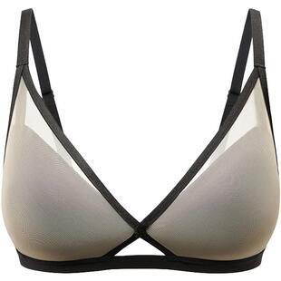 幸棉内衣女撞色透气网纱大胸显小隐形无痕轻薄透气美背性感文胸罩
