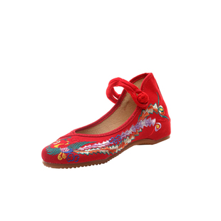 老北京布鞋女民族风绣花鞋坡跟鞋牛筋软底广场舞蹈鞋古风汉服单鞋