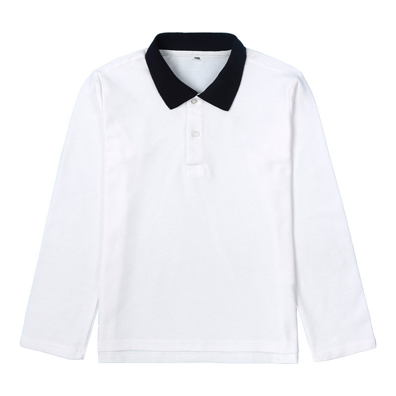 白色长袖上衣校服藏青衣领校服