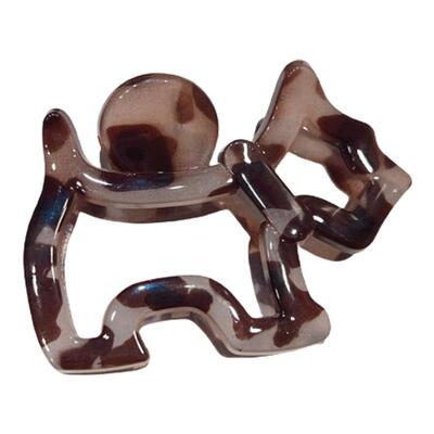 简约百搭果冻色小狗造型中号抓夹