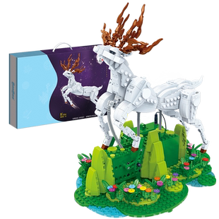 正品特价邦宝电动动物白鹿桌面摆件模型拼装拼插积木玩具生日礼物