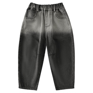 男童牛仔裤2026春装新款儿童中大童渐变裤子春秋款长裤